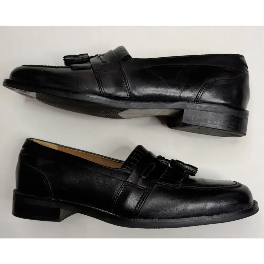 Bostonian Brisben Black Leather Loafers Kiltie Fringe Double Tassel Mens Size 9M